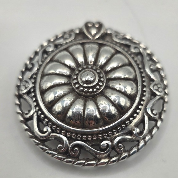 Brighton Jewelry - Brighton Live Love Laugh Dream Solid Parfum Compact Pendant Silver Tone Filigree